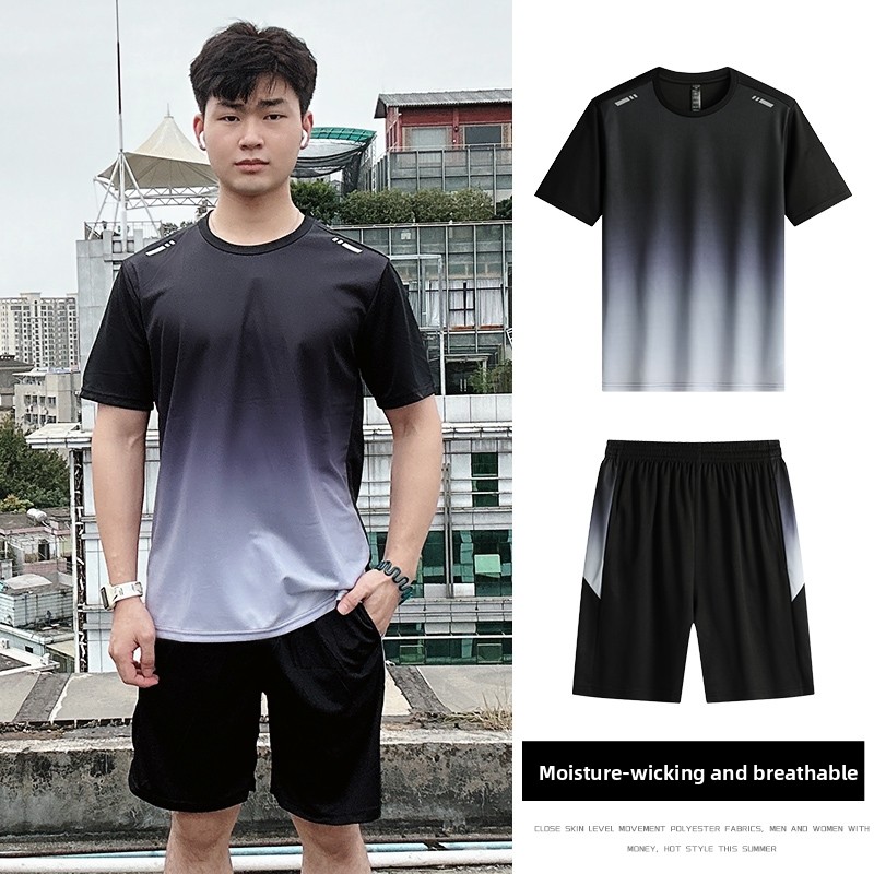Badminton Youth - アイスシルク半袖Tシャツセットユニセックス夏屋外通気性スポーツバドミントンユニフォームカジュアルユーススポーツウェアキット