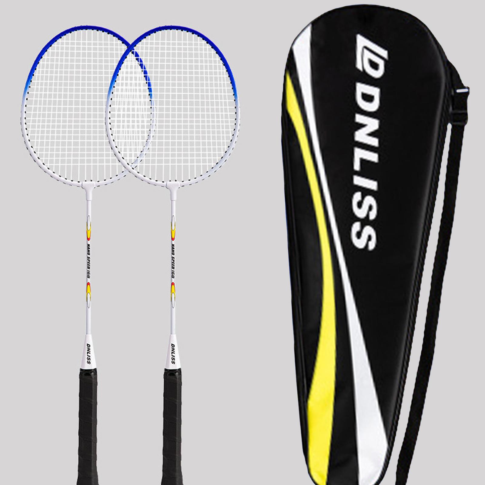 Badminton Youth - 鉄合金バドミントンラケット ユース 大人用 ダブル耐久ラケットセット 屋外裏庭活動用