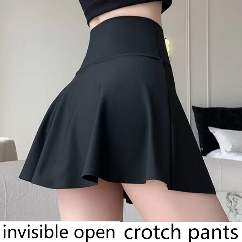 Badminton Date - 見えないクロッチパンツ、夏用フェイクツーピーススポーツスカートパンツ、ハイウエストランニング、テニス、バドミントン、ヨガダンス用