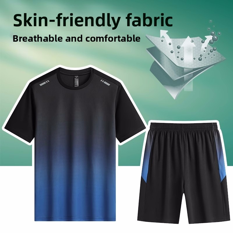 アイスシルク半袖Tシャツセットユニセックス夏屋外通気性スポー - Badminton Youth のレビューと価格