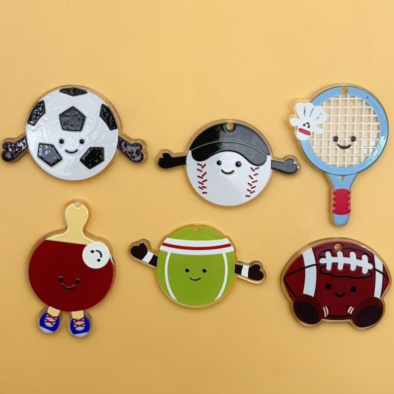 10 個アクリルラグビーフットボールバドミントンラケットチャ - Badminton Date のレビューと価格