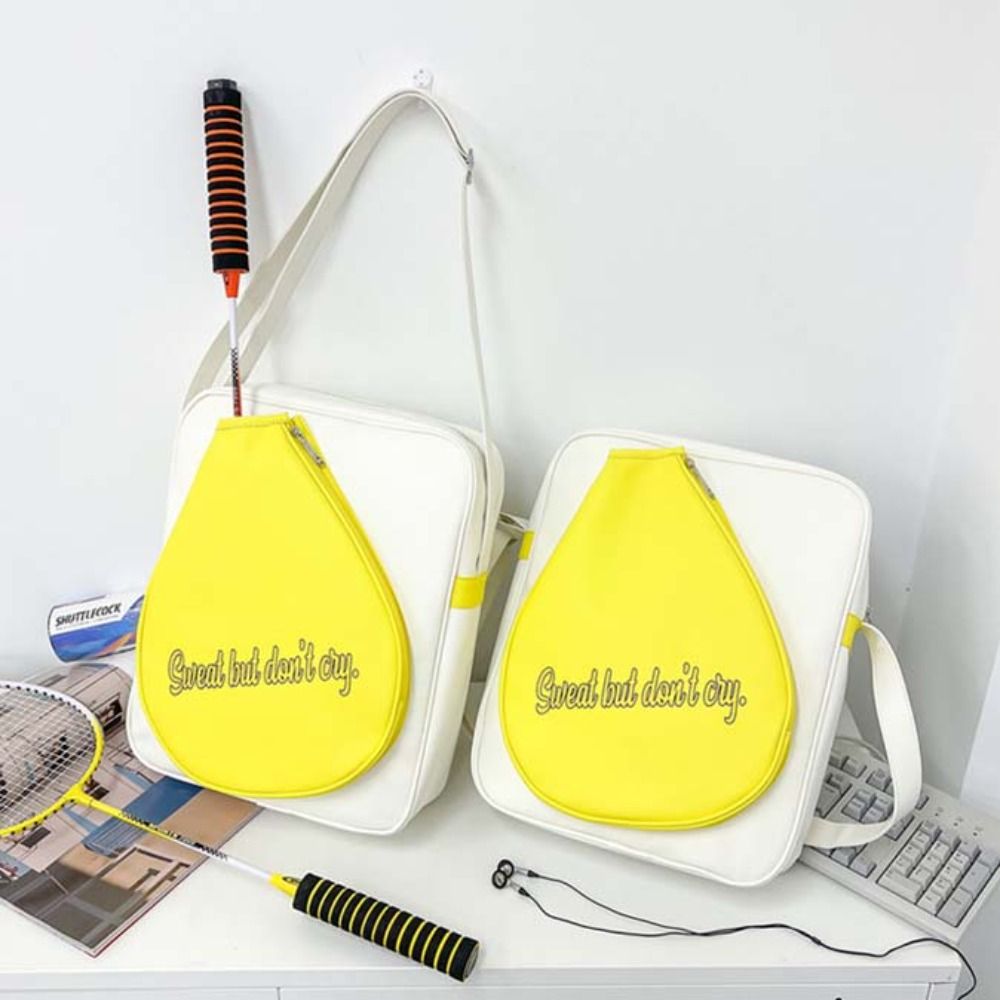 大容量バドミントンラケットバッグシングルショルダー白黄色バド - Badminton Single のレビューと価格